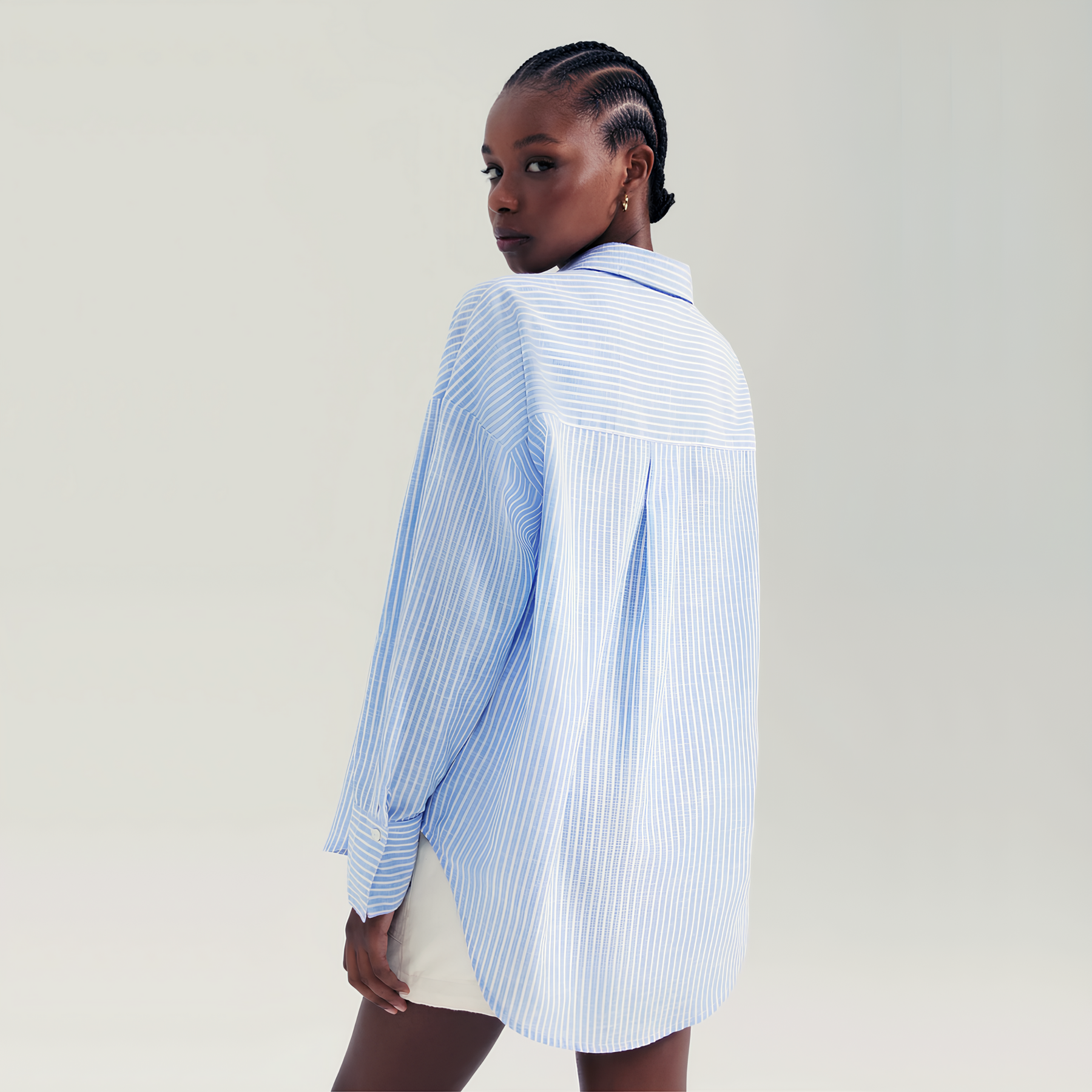 Long Sleeve Plain Dress Shirt Azul.