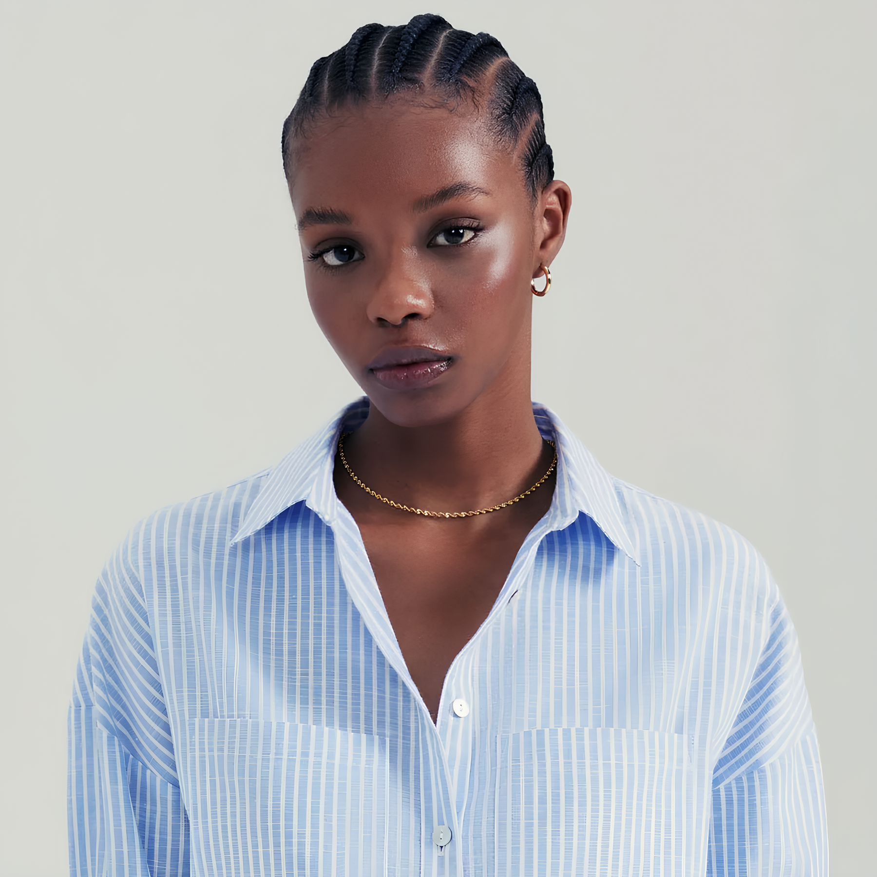 Long Sleeve Plain Dress Shirt Azul.