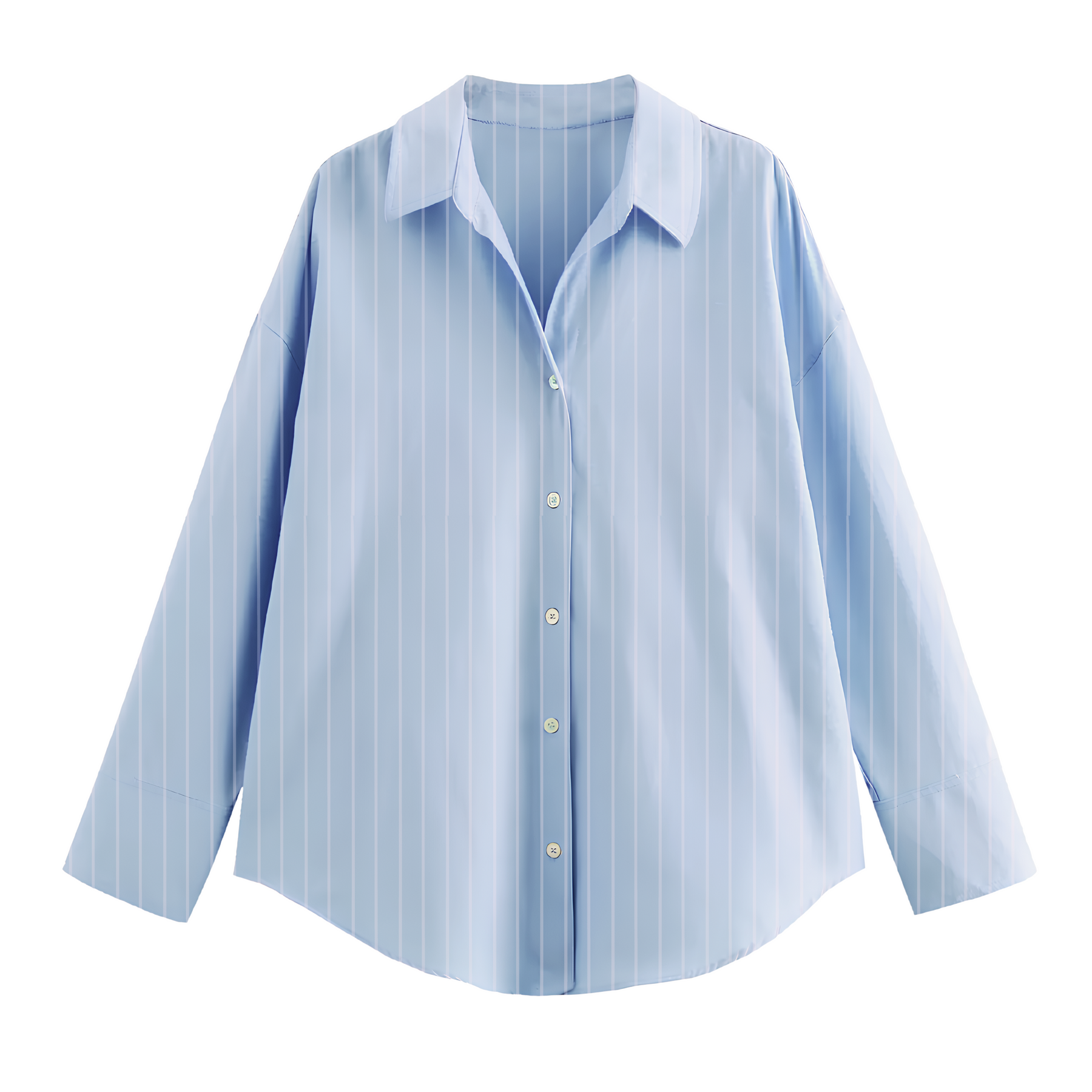 Long Sleeve Plain Dress Shirt Azul.