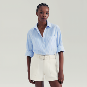 Long Sleeve Plain Dress Shirt Azul.