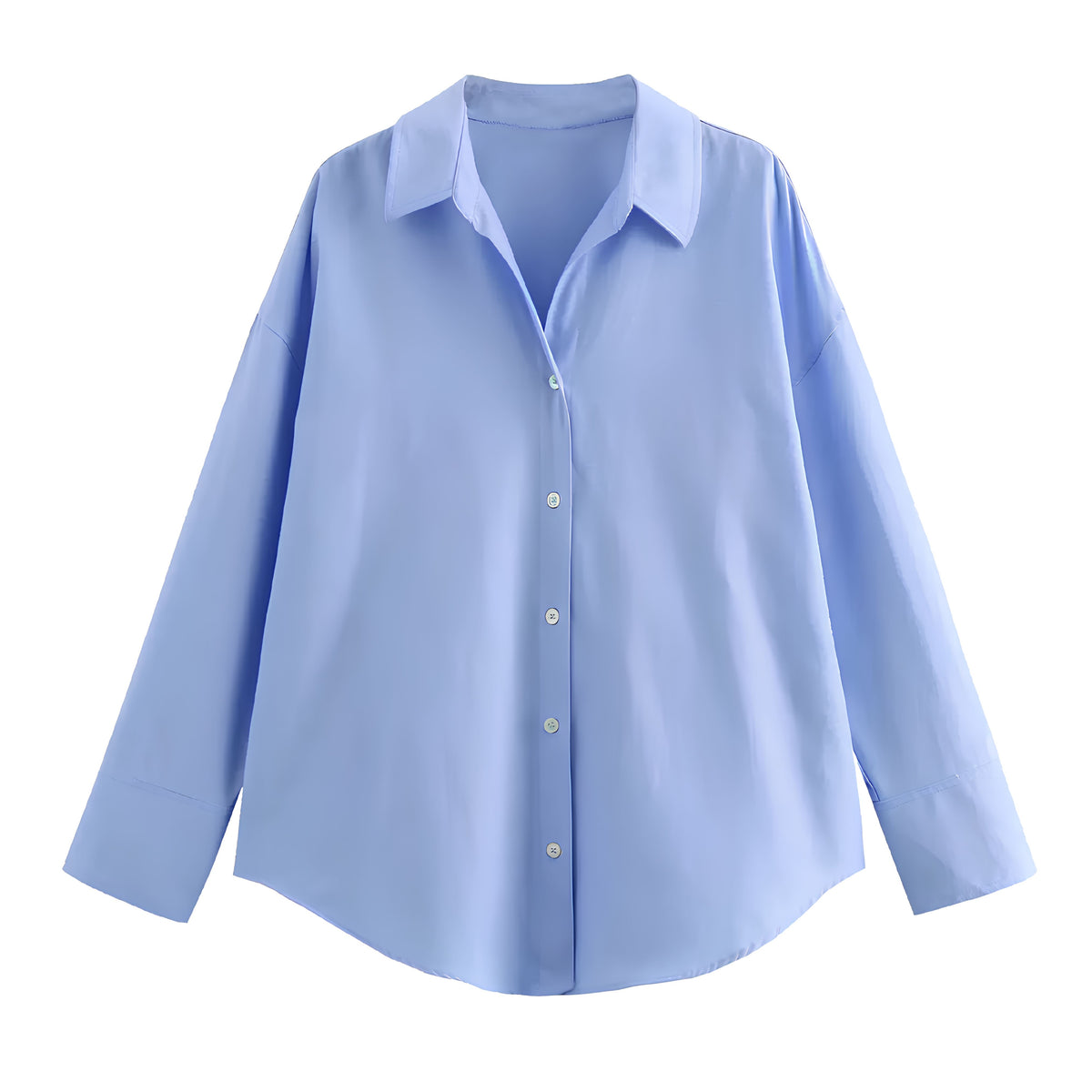 Long Sleeve Plain Dress Shirt Azul.